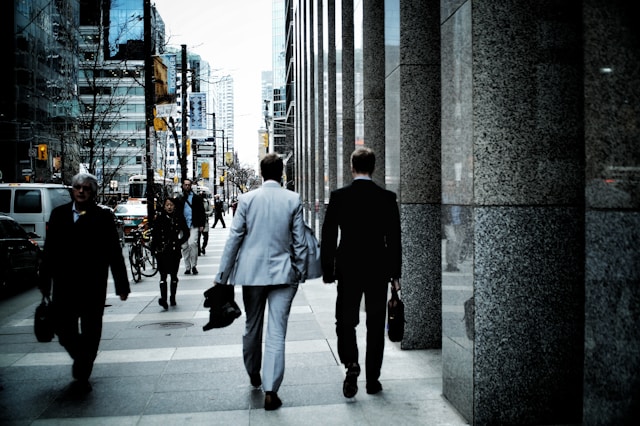 Business professionals walking